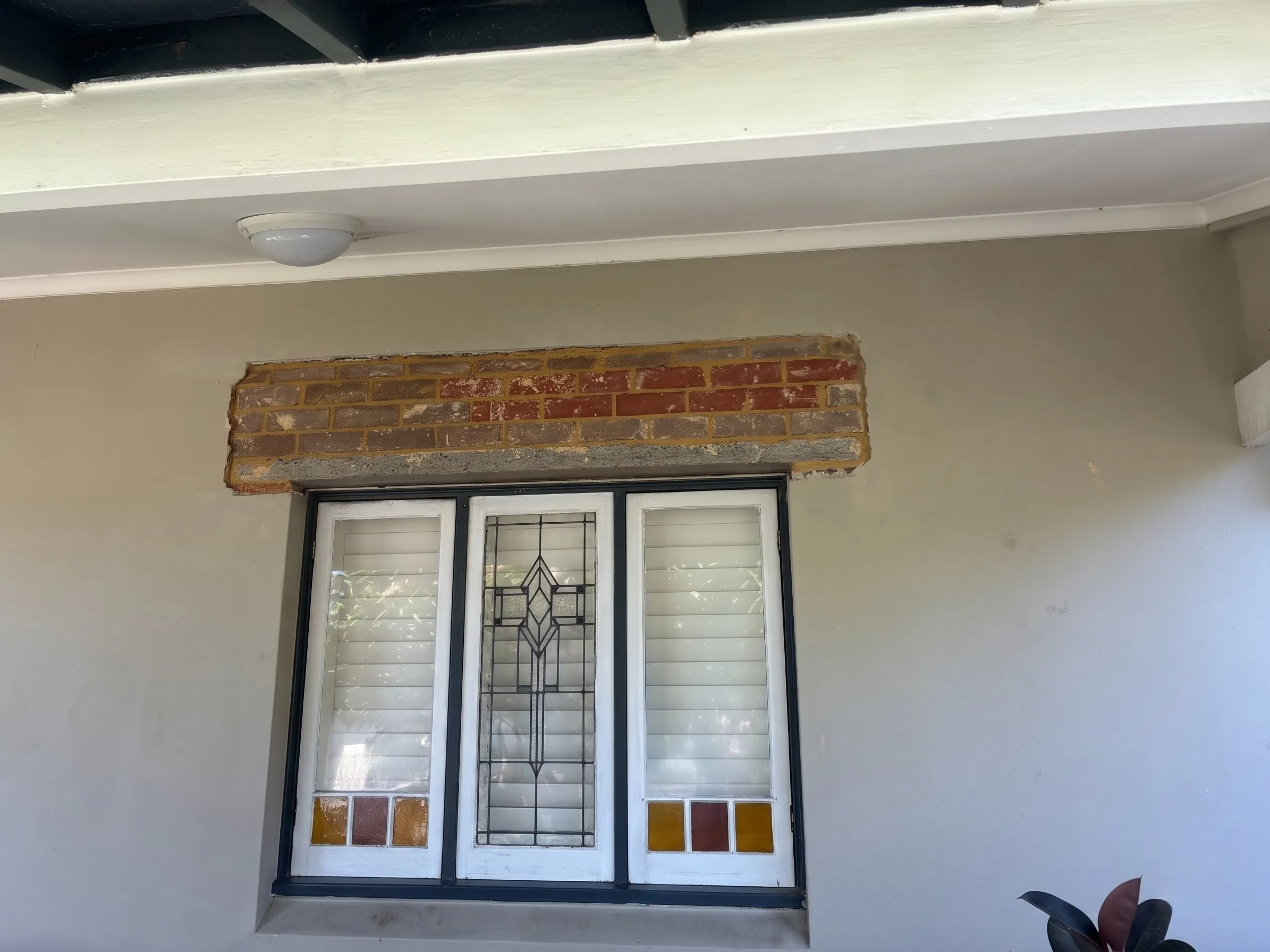 Lintel replacement work above a window on a Sydney brick wall