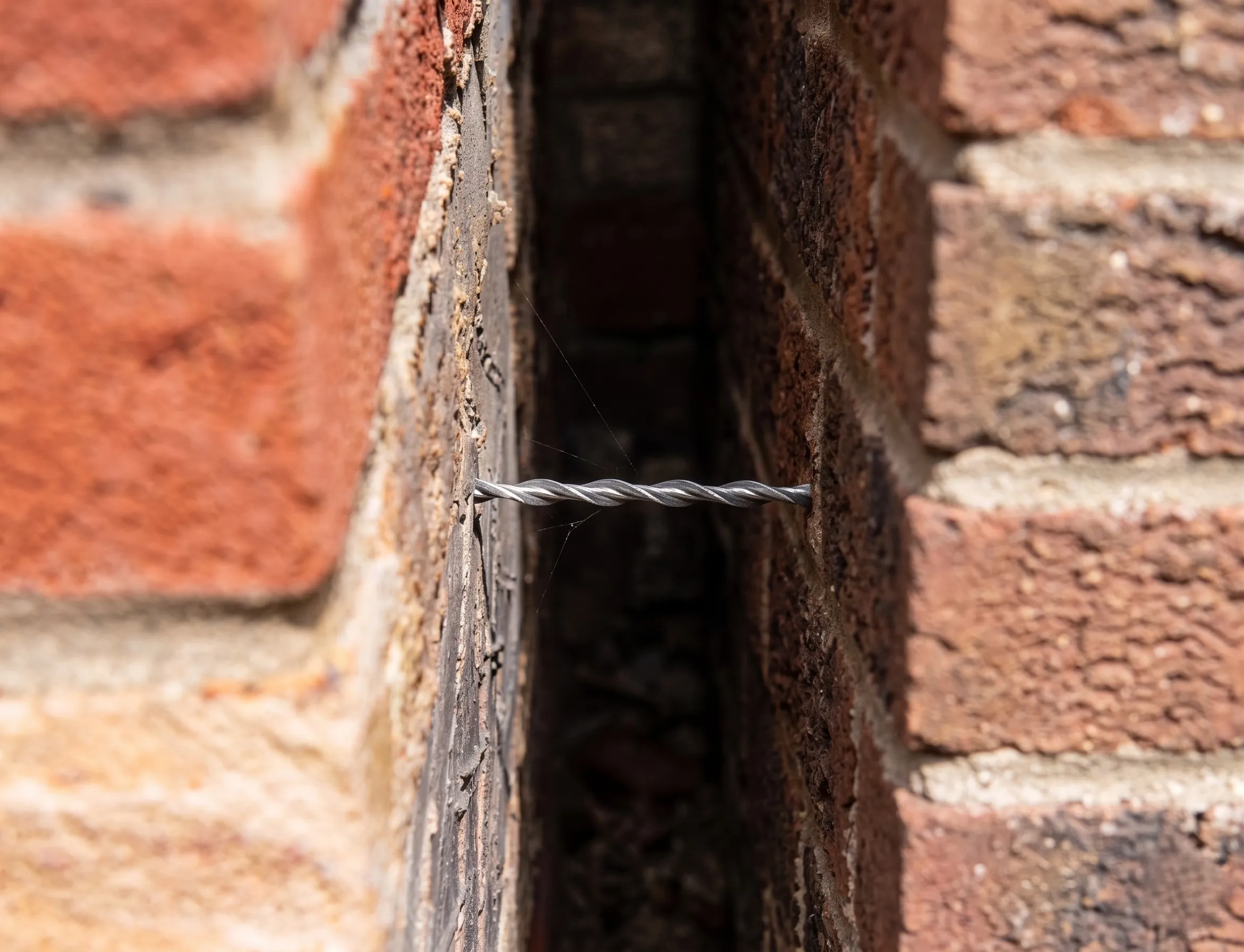 Remedial wall tie replacement on a Sydney brick wall